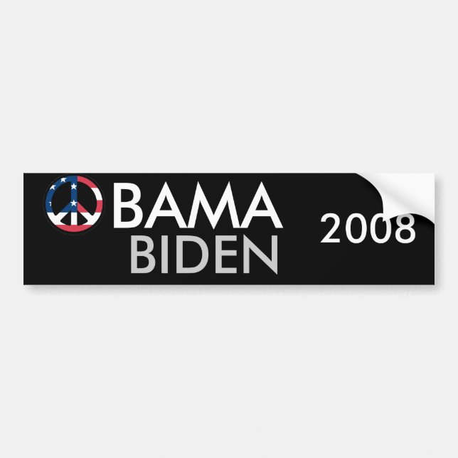 Obama Biden 2008 Peace Bumper Sticker (Front)