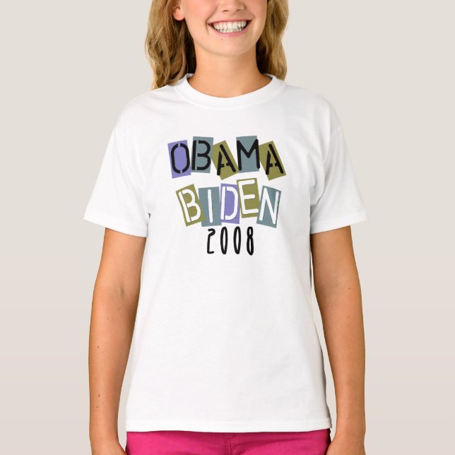 Obama Biden Block Letter Kids T-shirt (Front)