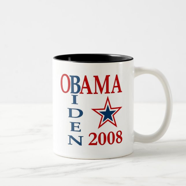 Obama Biden Cross 2008 Two-Tone Coffee Mug (Right)