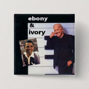 Obama / Biden Ebony Ivory Square Button