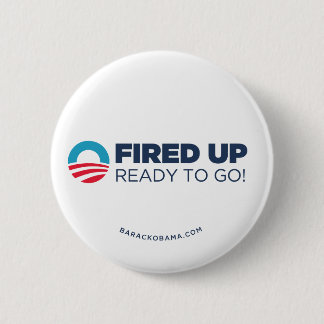 Obama Biden Fired Up, Ready To Go (White) 6 Cm Round Badge