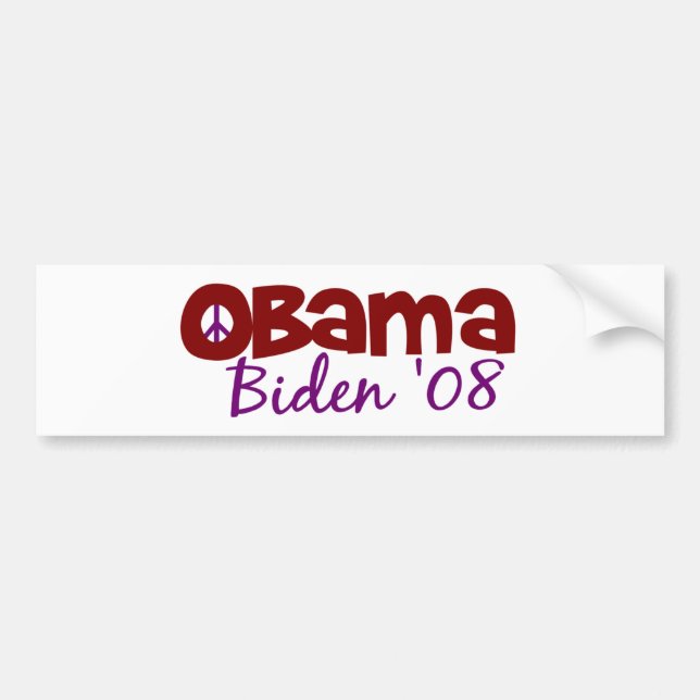 Obama Biden Peace 2008 Bumper Sticker (Front)