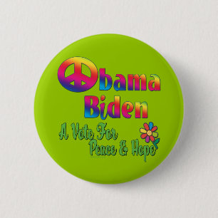 Obama Biden Peace and Hope 2008 6 Cm Round Badge
