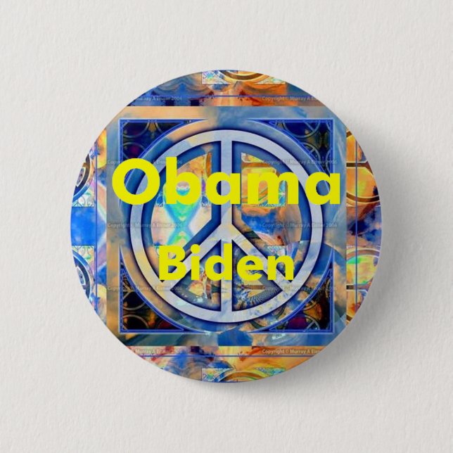 Obama Biden PEACE Button (Front)