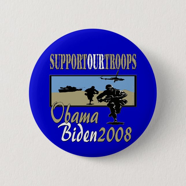 Obama Biden Support Our Troops 6 Cm Round Badge (Front)