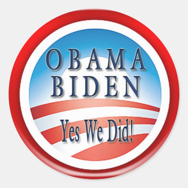 OBAMA BIDEN "YES WE DID" STICKERS (Front)