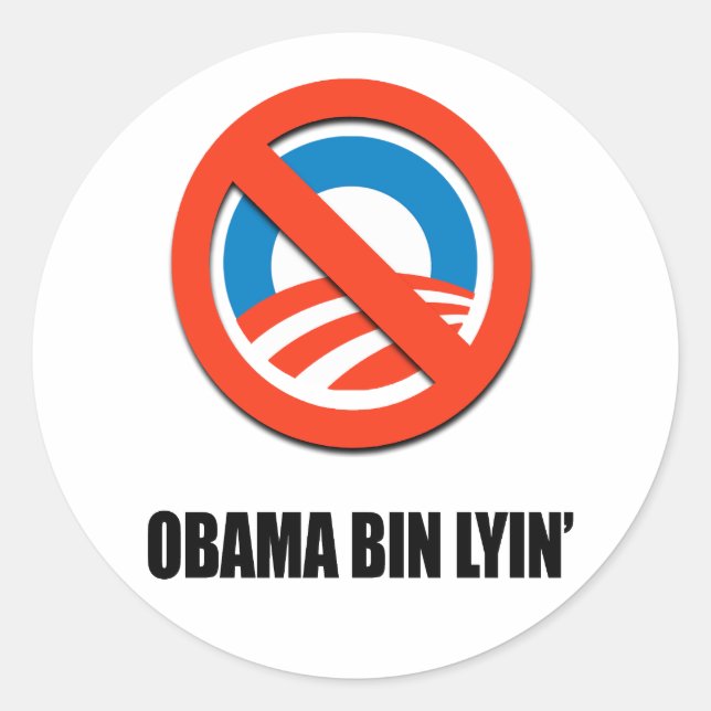 Obama bin lyin' classic round sticker (Front)