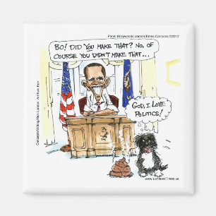 Obama & Bo Satirical Cartoon Gifts Tees & Cards Magnet
