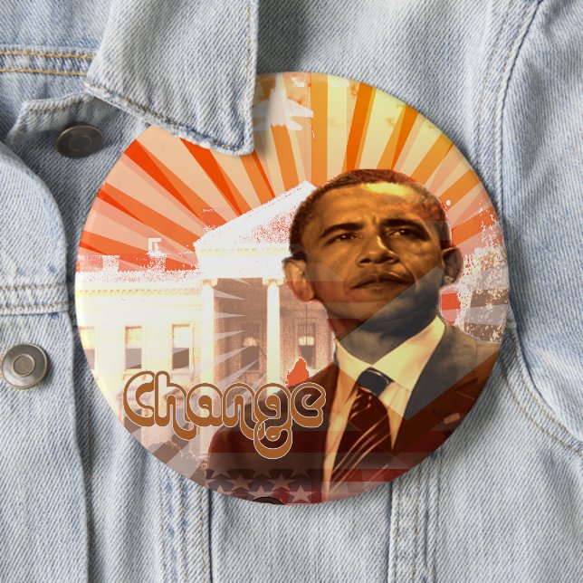 Obama Change 6 Cm Round Badge (In Situ)