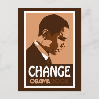 Obama - Change Dark Brown Postcard