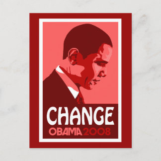 Obama - Change Dark Red Postcard