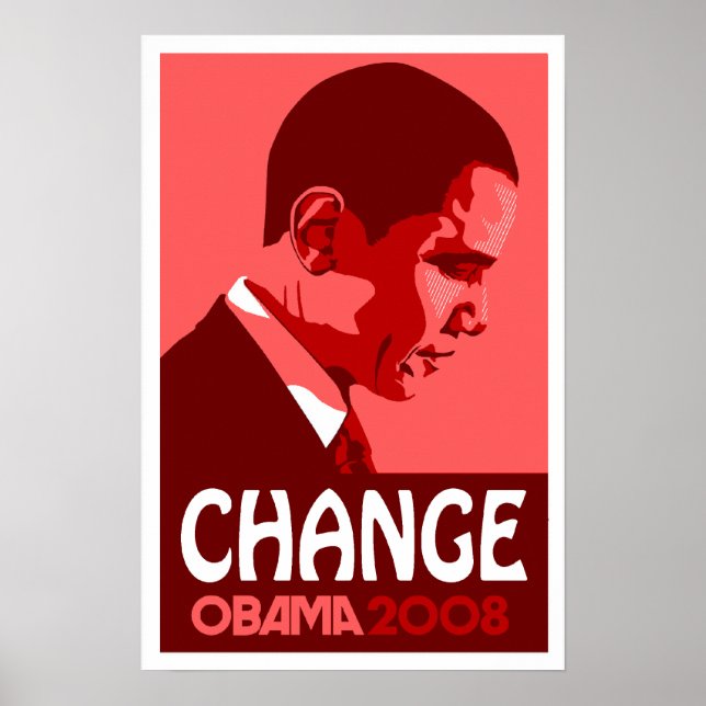 Obama - Change Dark Red Poster (Front)