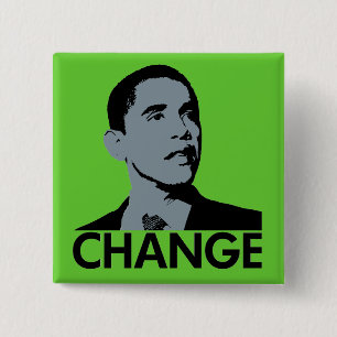 Obama: Change Green Square Pin