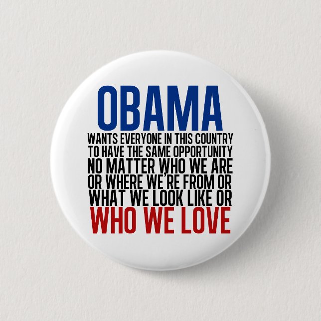 Obama & Equality 6 Cm Round Badge (Front)