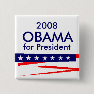 Obama for President, 2008 15 Cm Square Badge