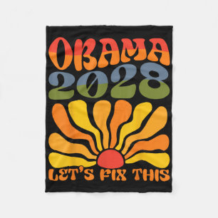 Obama For President 2028 Obama 2028 Flower Boho Ra Fleece Blanket