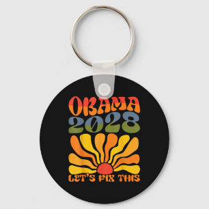 Obama For President 2028 Obama 2028 Flower Boho Ra Key Ring