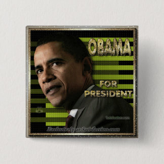 Obama for prez 15 cm square badge
