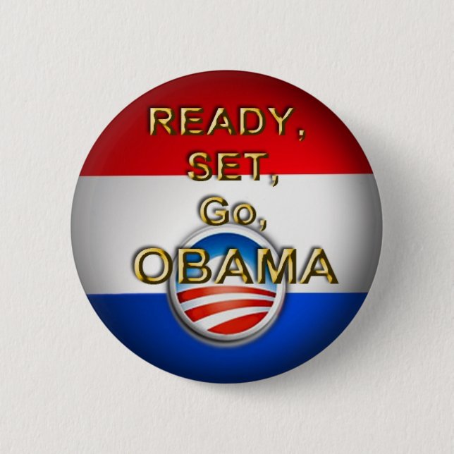 obama go 6 cm round badge (Front)
