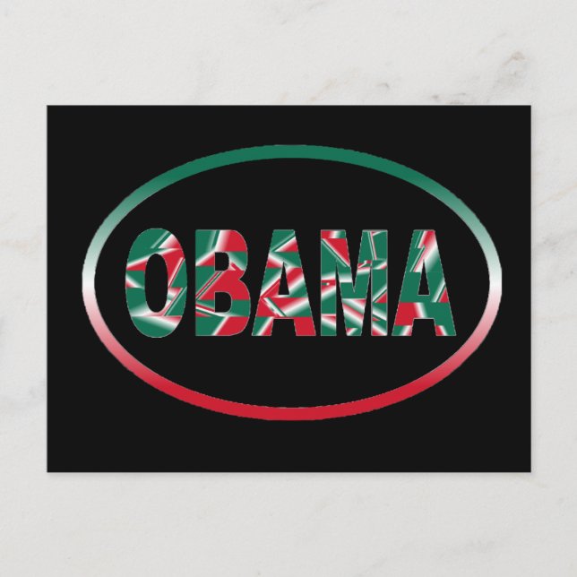 Obama - Green, White, Red Postcard (Front)