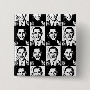 OBAMA HAS A GREAT FACE 15 CM SQUARE BADGE