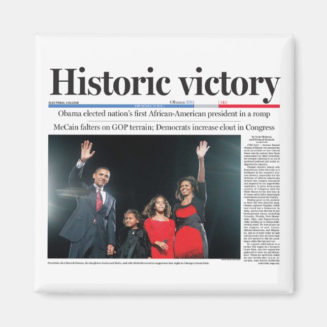 Obama: Historic Victory Magnet (Front)