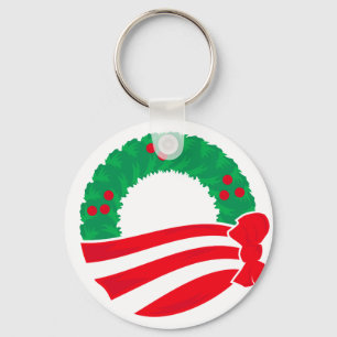 Obama Holiday Wreath Key Ring