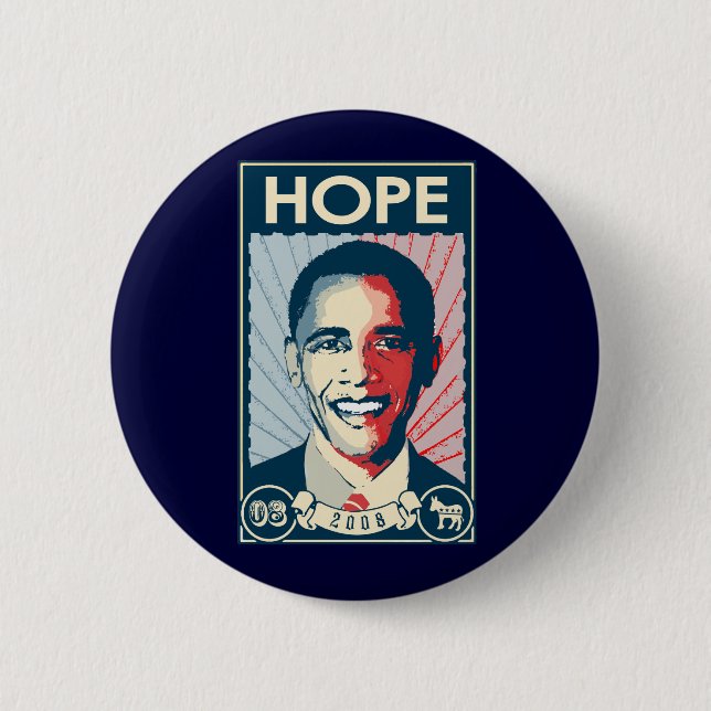 OBAMA HOPE 6 CM ROUND BADGE (Front)