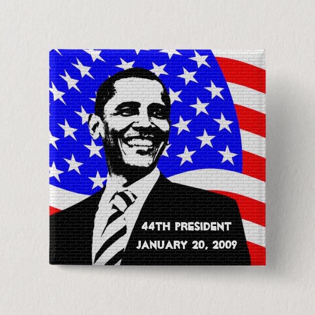 Obama Inauguration 2009 Memorabilia 15 Cm Square Badge (Front)