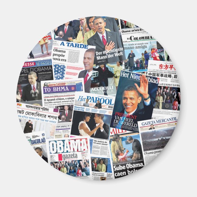 Obama International Inauguration Newspaper Magnet (Front)