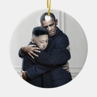 Obama Kim Jong Un North Korea Love Ceramic Tree Decoration