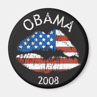 Obama Lips Us Flag Circle Magnet 89418