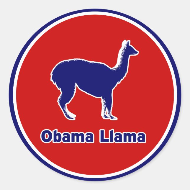 Obama Llama Blue Outline Sticker (Front)