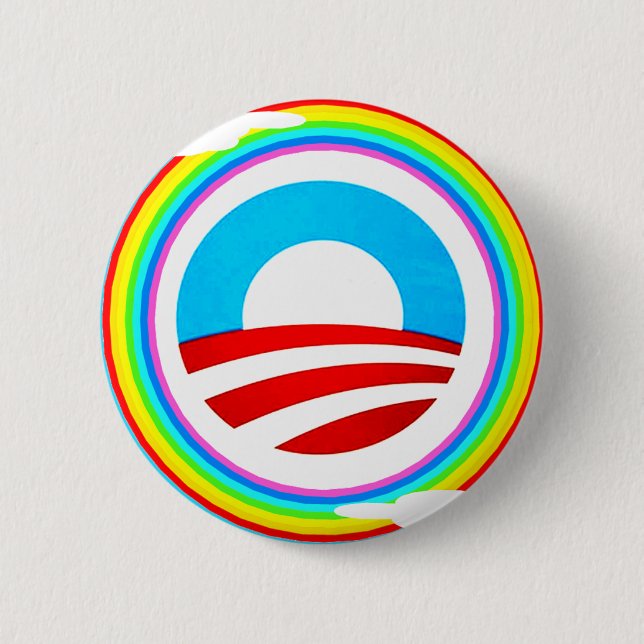OBAMA LOGO AND RAINBOW  CIRCLE BUTTON (Front)