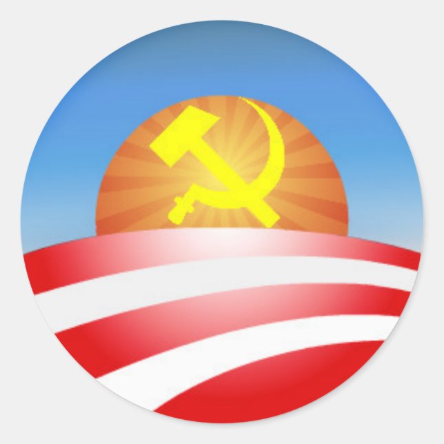 obama logo - soviet classic round sticker (Front)