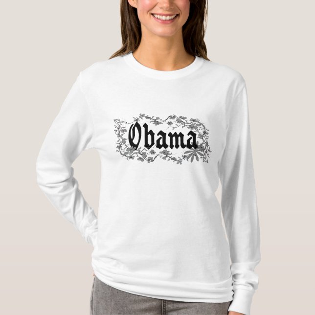 Obama Long Sleeve Womens Gothic Floral Shirt (Front)