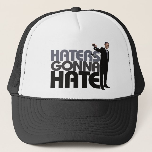 Obama Mic Drop - Haters Gonna Hate Trucker Hat (Front)