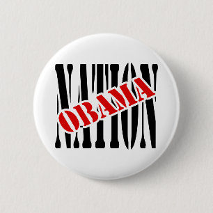 Obama Nation With Overlap and Outline 6 Cm Round Badge