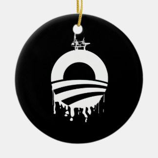 Obama Oil Rig Reverse Ceramic Tree Decoration