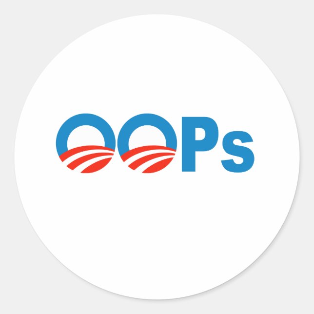 Obama oops classic round sticker (Front)