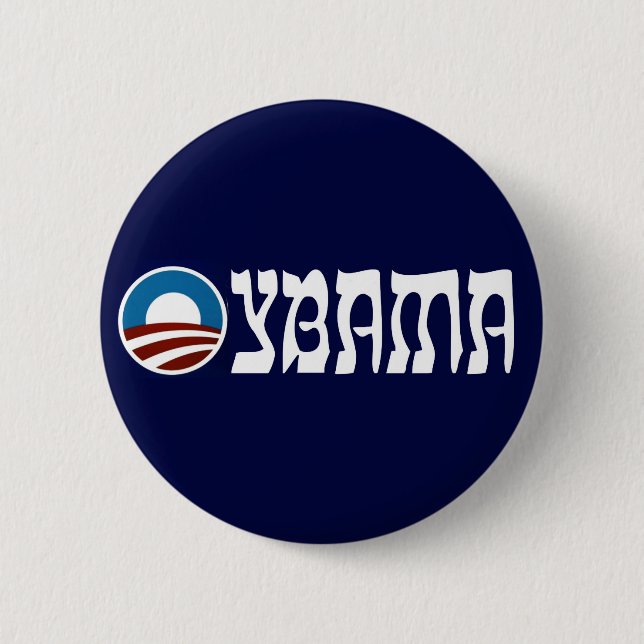 obama oybama hebrew letters 6 cm round badge (Front)