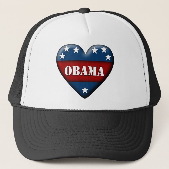 obama patriotic heart trucker hat (Front)