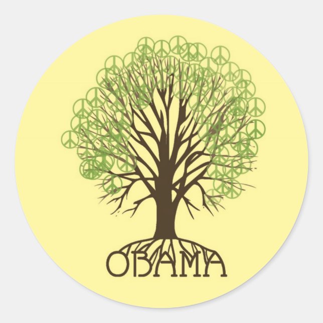 Obama Peace Tree Sticker (Front)
