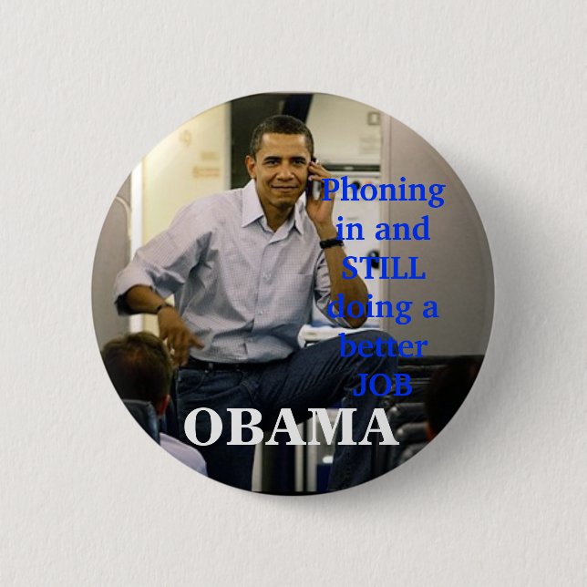 obama phone, OBAMA, 6 Cm Round Badge (Front)