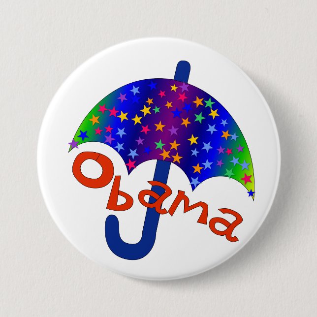 Obama Rainbow Umbrella 7.5 Cm Round Badge (Front)