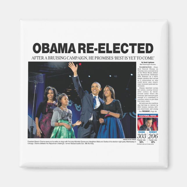Obama Re-Elected Magnet (Front)