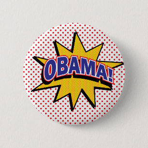 OBAMA! Retro Comic Halftone Print 6 Cm Round Badge