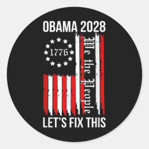 Obama Retro Patriotic 2028 Political Protest Rally Classic Round Sticker