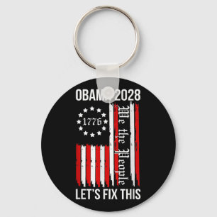 Obama Retro Patriotic 2028 Political Protest Rally Key Ring