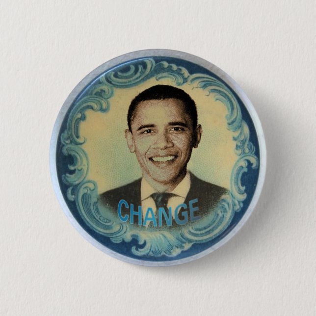 Obama Retro-Style Wave Button (Front)